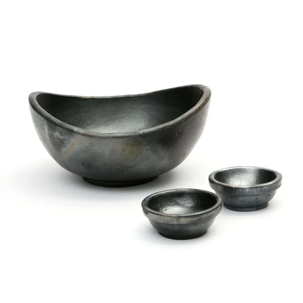 The Burned Curved Bowls - Zwart - Set van 3