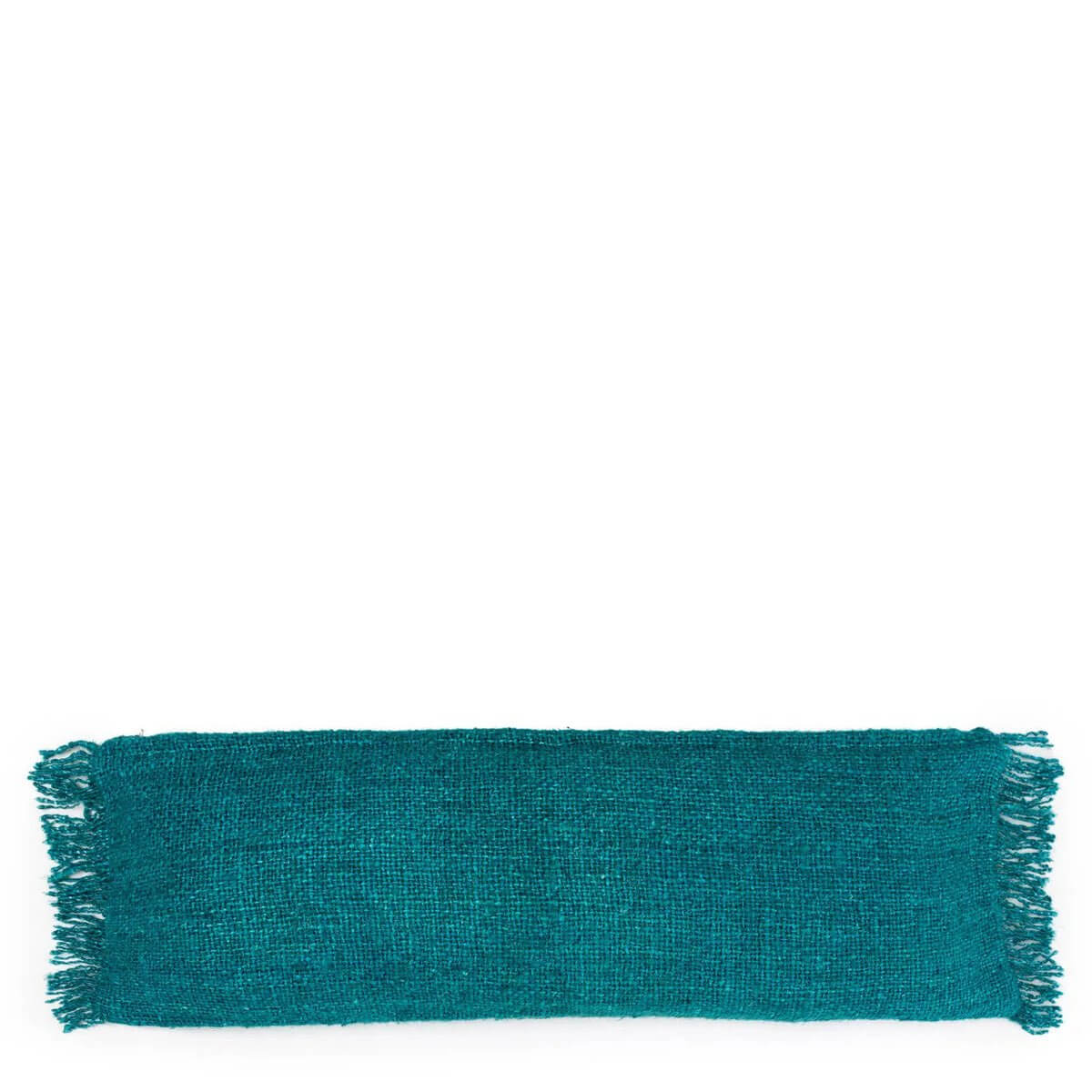 De Oh My Gee Kussenhoes - Aqua - 35x100, hand-painted cotton pillow cover in calming aqua for bed or sofa, showcasing craftsmanship and texture.