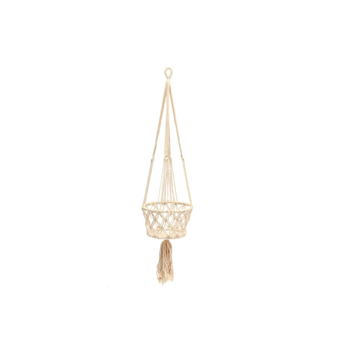 De macrame -plantenhouder - wit - s
