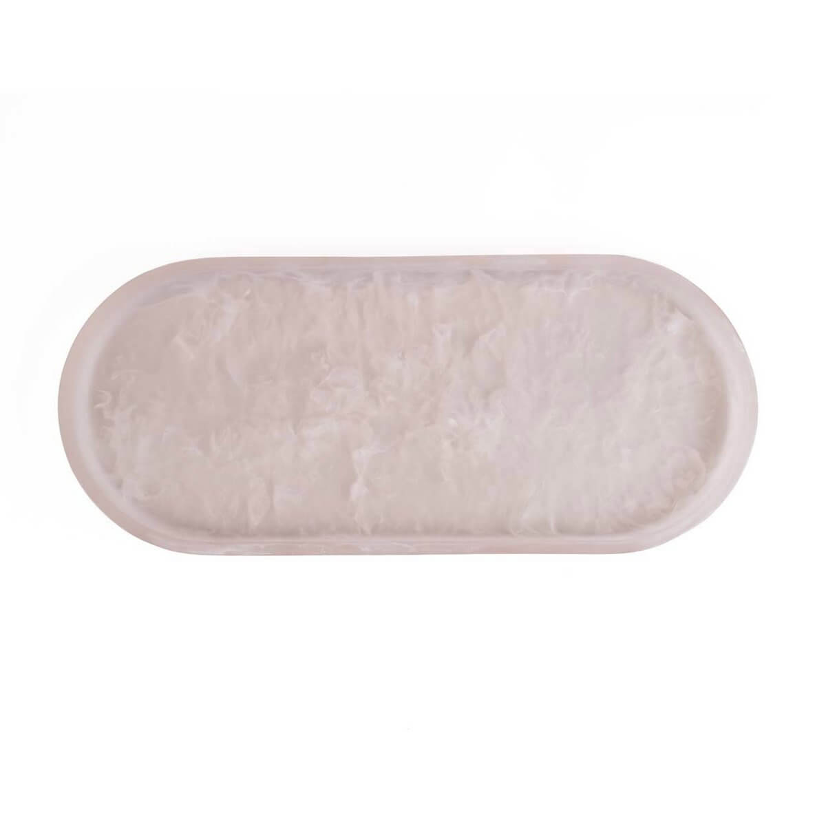 Het ovale bord van hars - roze wit