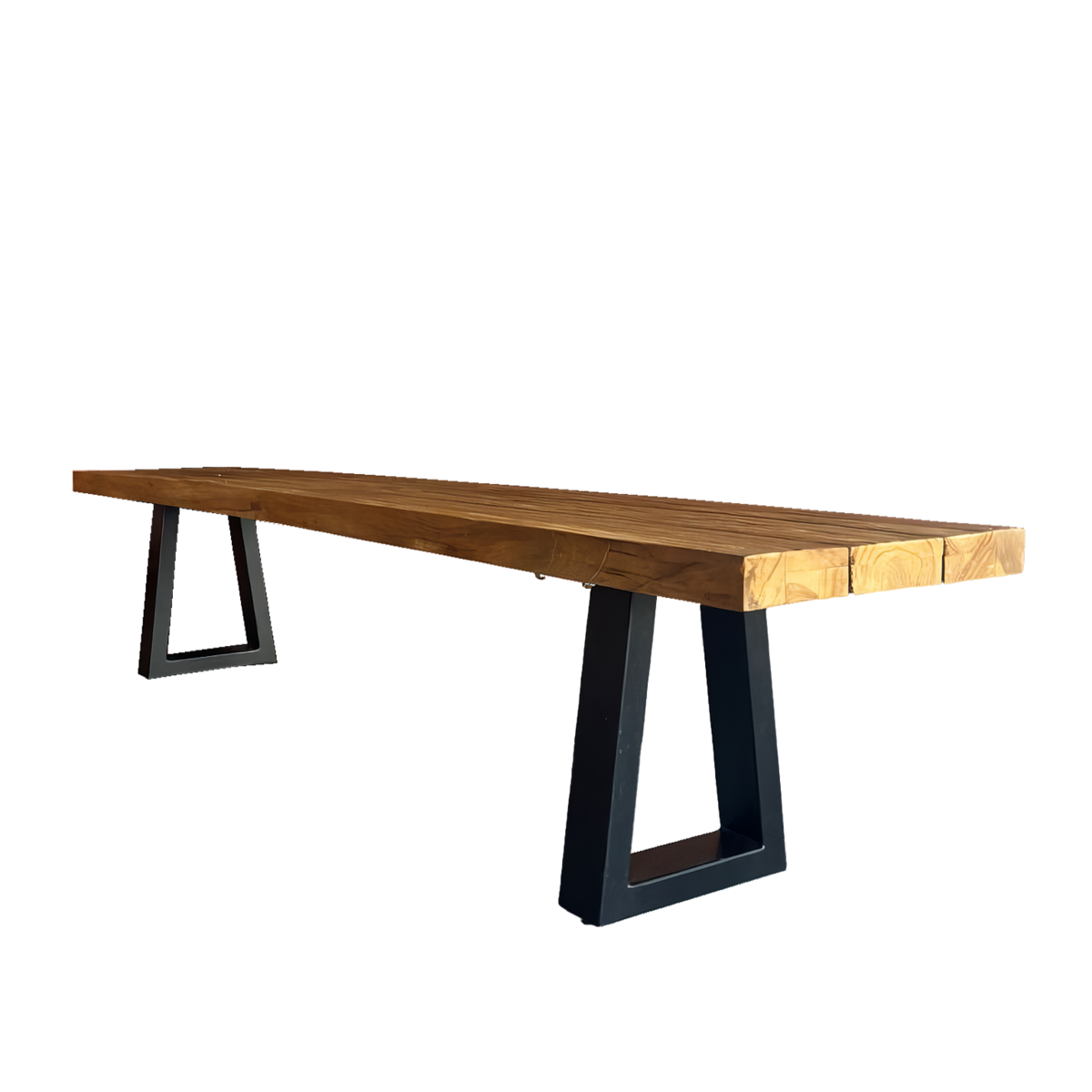 Bench met ijzeren benen - natuurlijk - 280