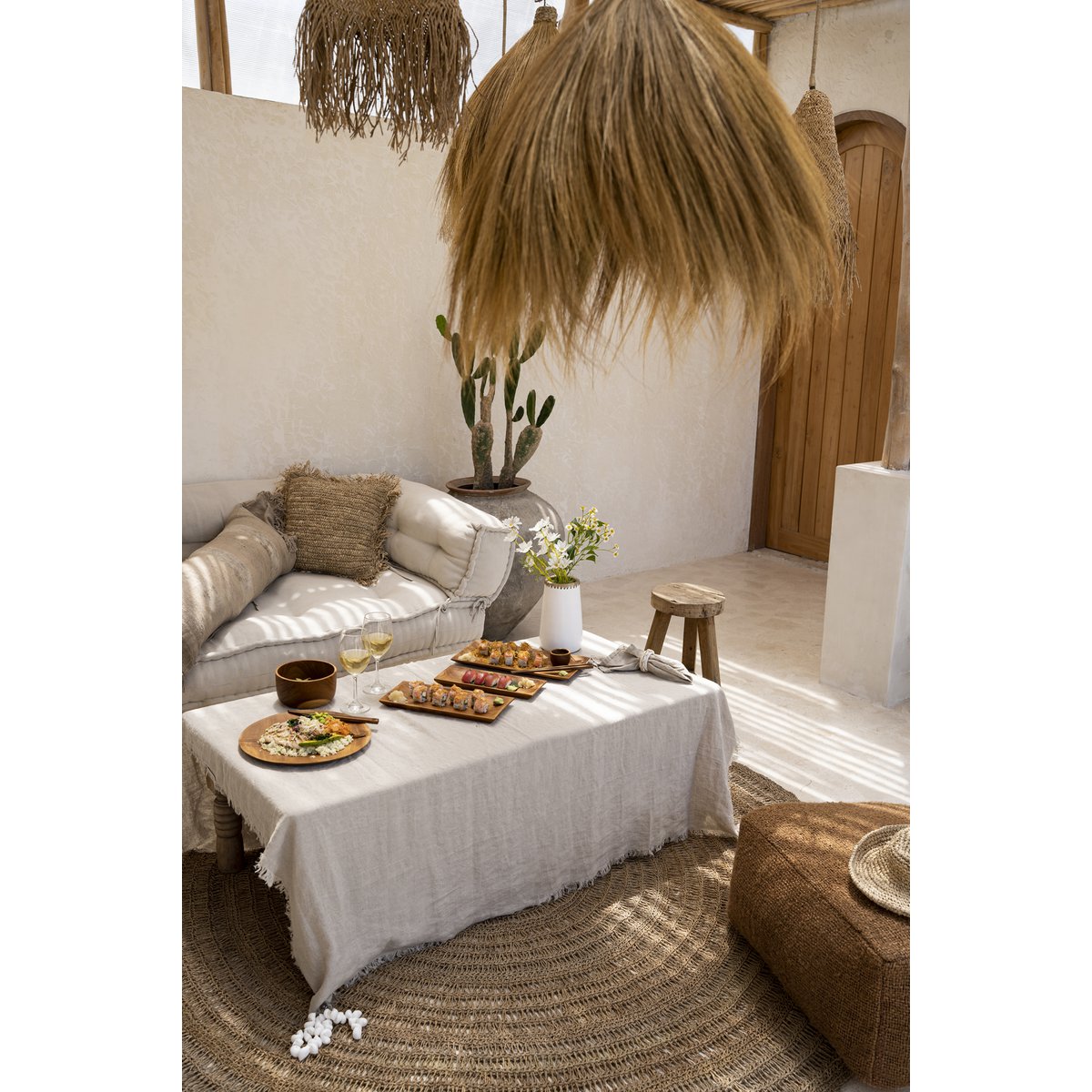 Het linnen tafelkleed - Beige - 180x300