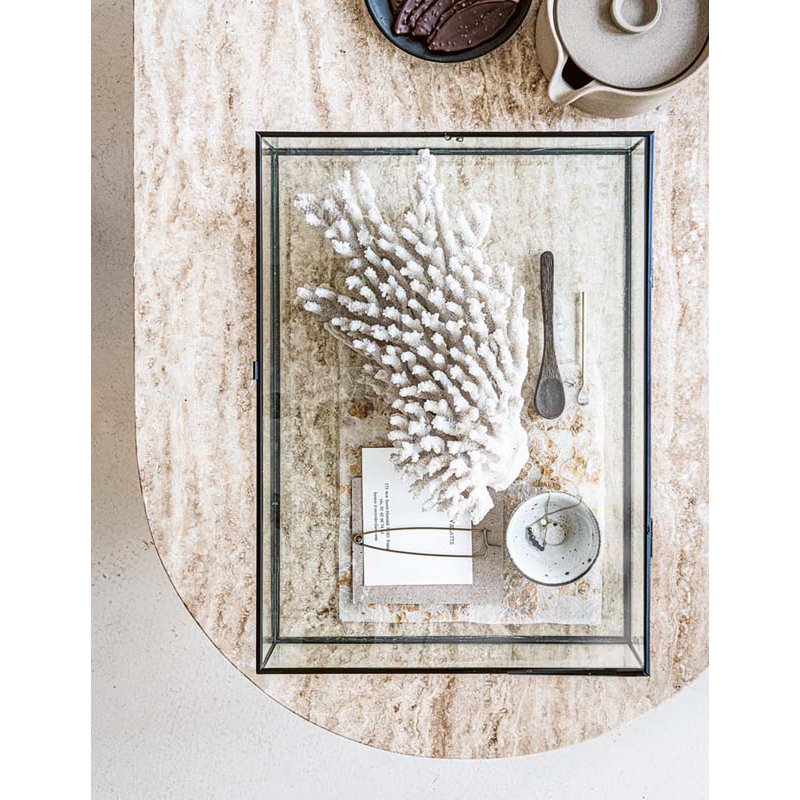 Storage Box Glass with Metal Golden Frame 21x33x9cm