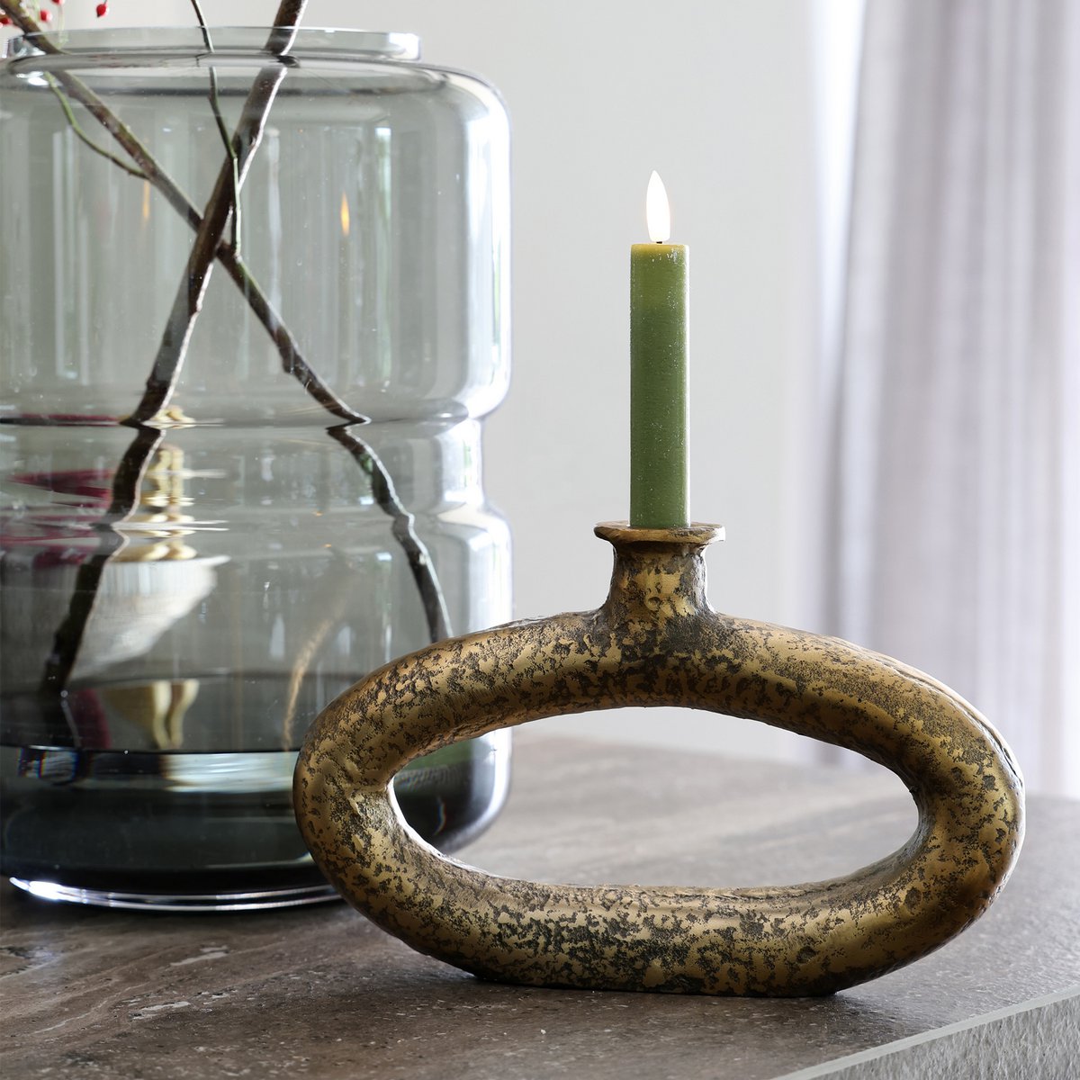 Kaarsenhouder - Rocha aged brass