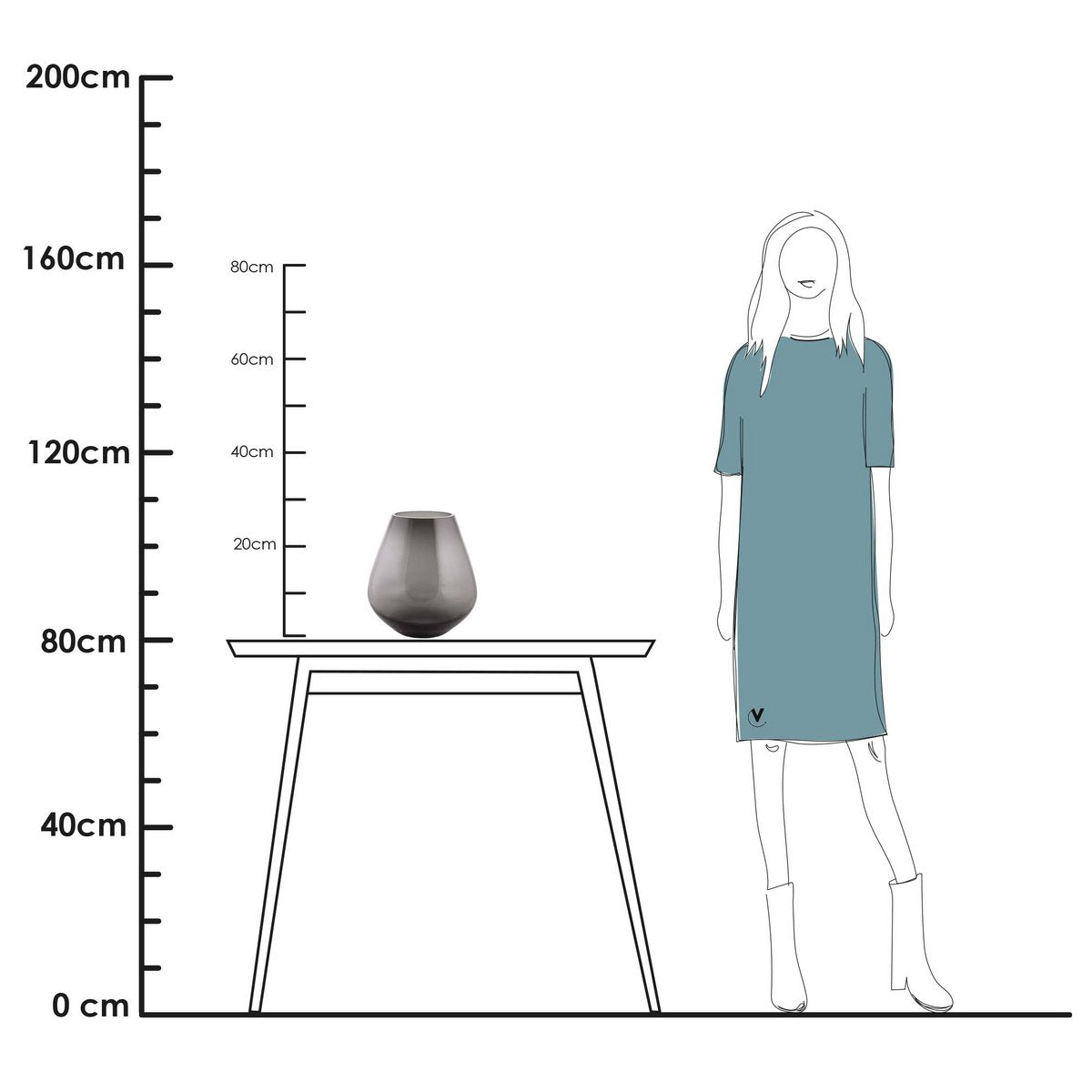 Handbeschilderde vaas - Tasman rosehip olive green