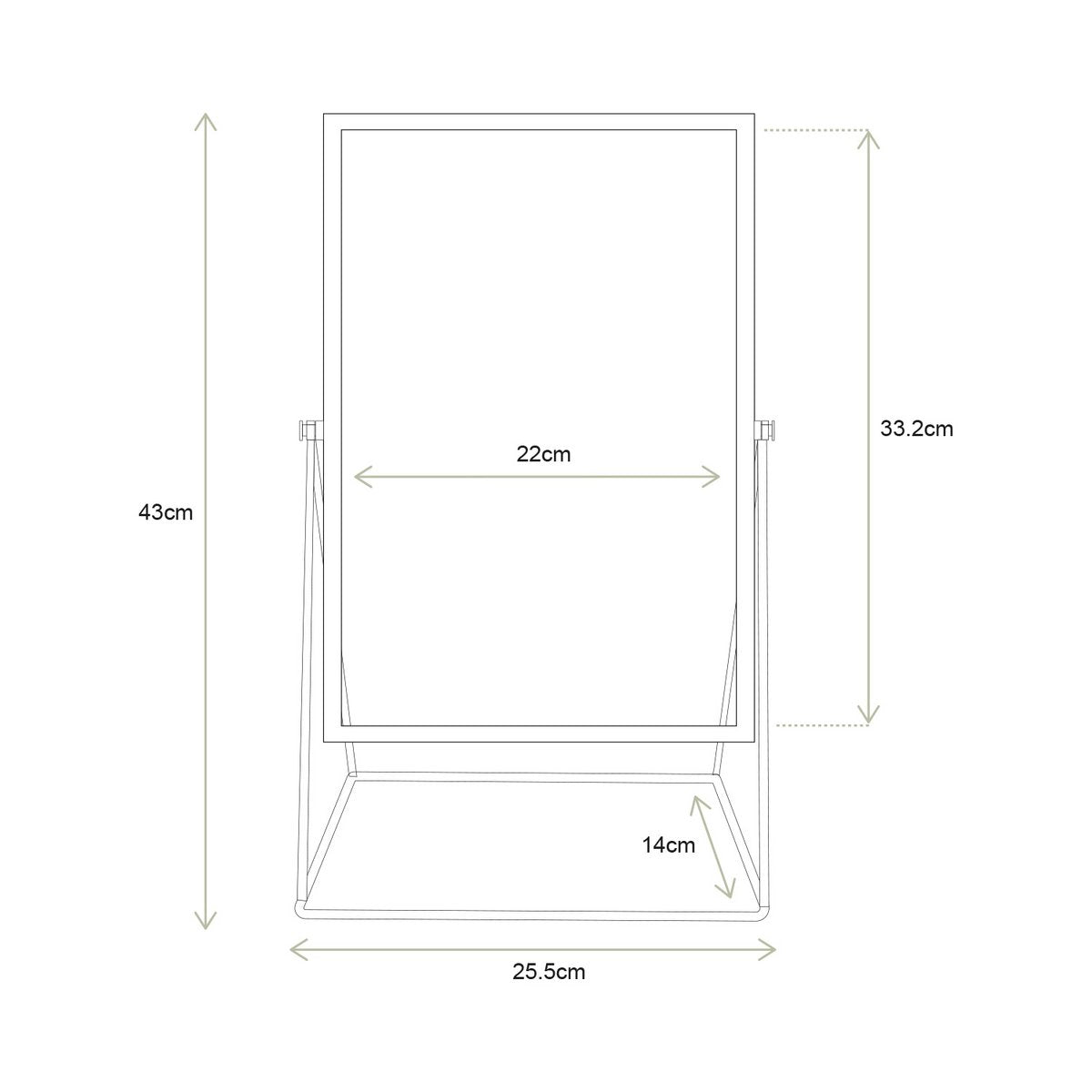 Mirror Rectangular on Stand Black 26.5x42.7x14cm