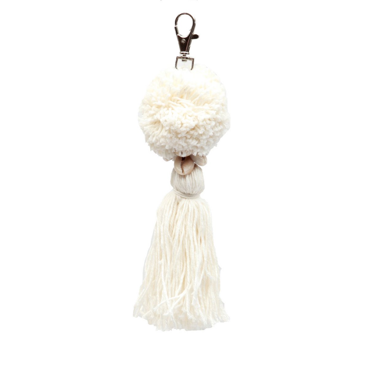 De Pompom-sleutelhanger - Wit