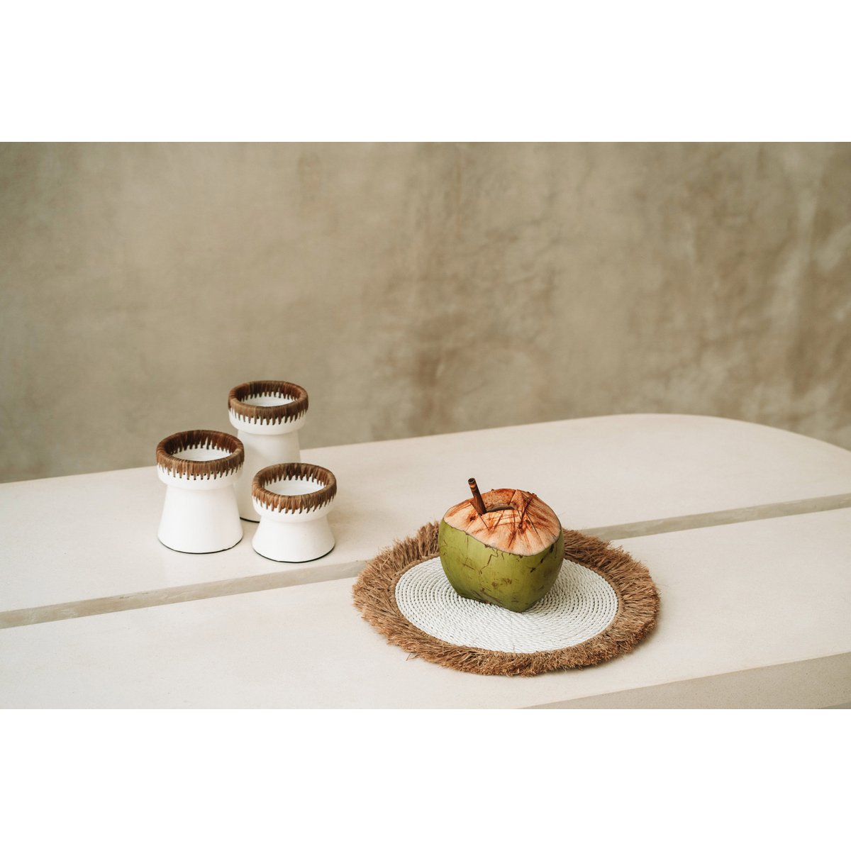 De Waterhyacint Raffia Placemat - Wit Naturel