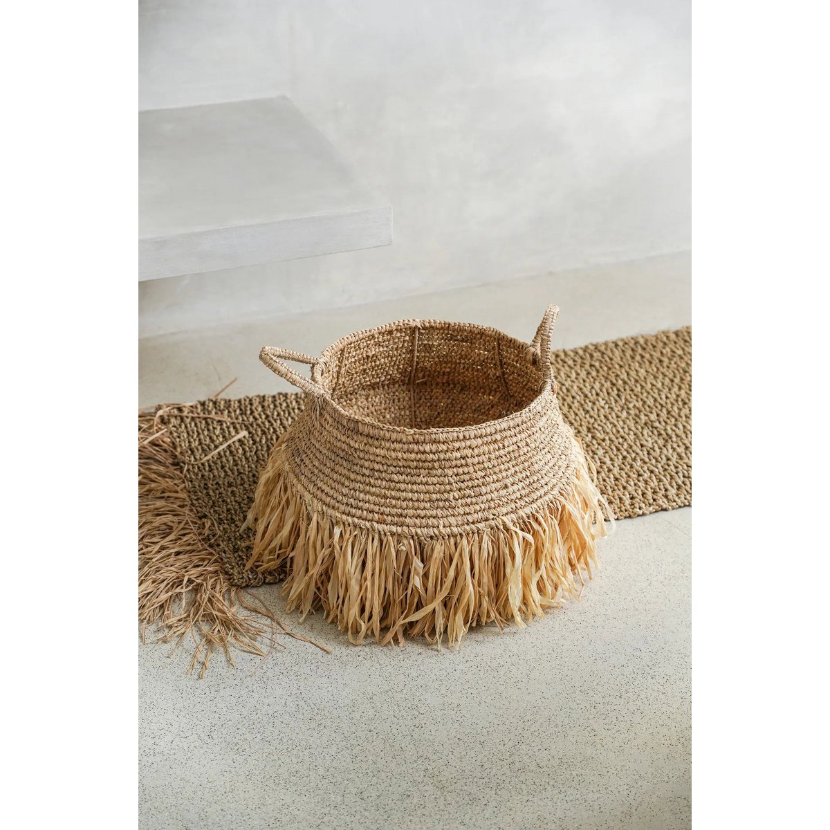 De raffia luxe manden - natuurlijk - medium