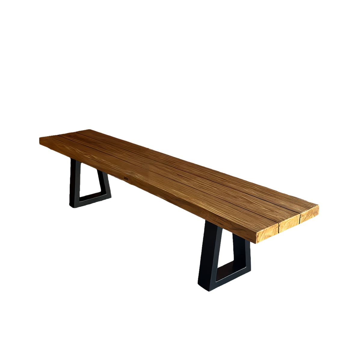 Bench met ijzeren benen - natuurlijk - 220