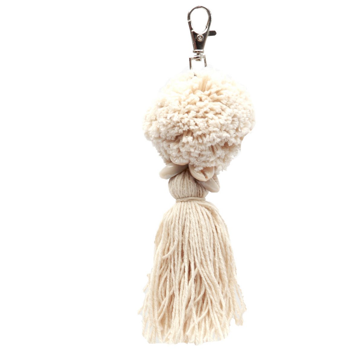 De Pompom-sleutelhanger - Wit