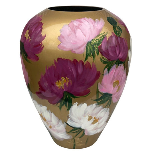 Handbeschilderde vaas - Kander gold flower