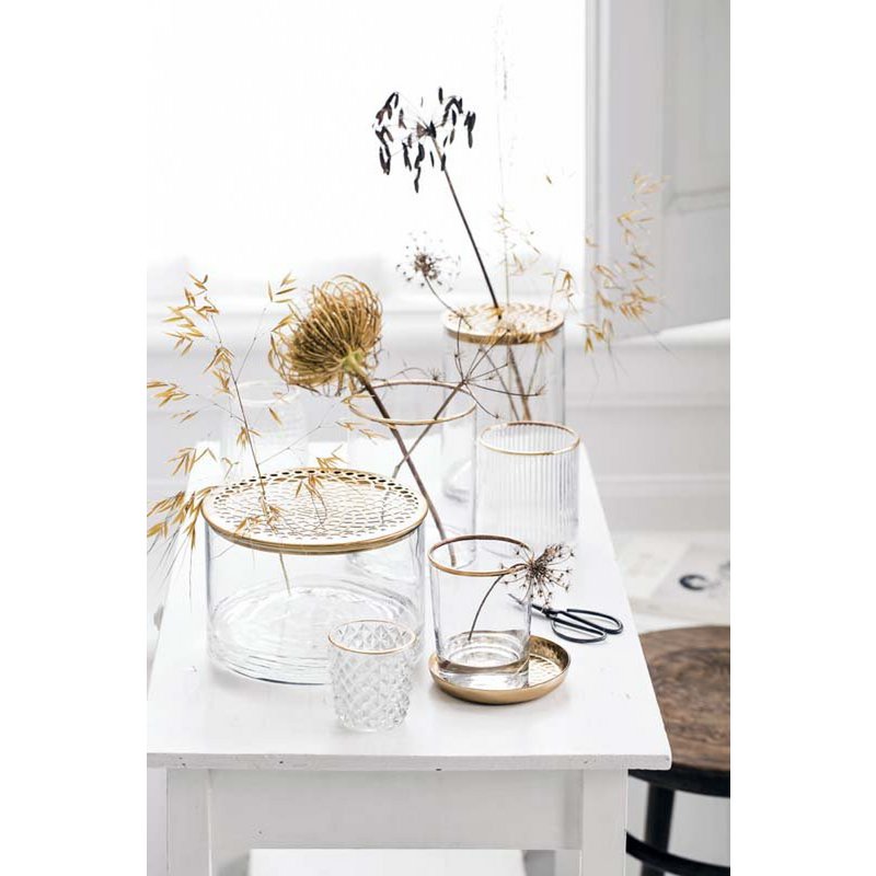 Vase with Metal Lid Gold 20x13cm