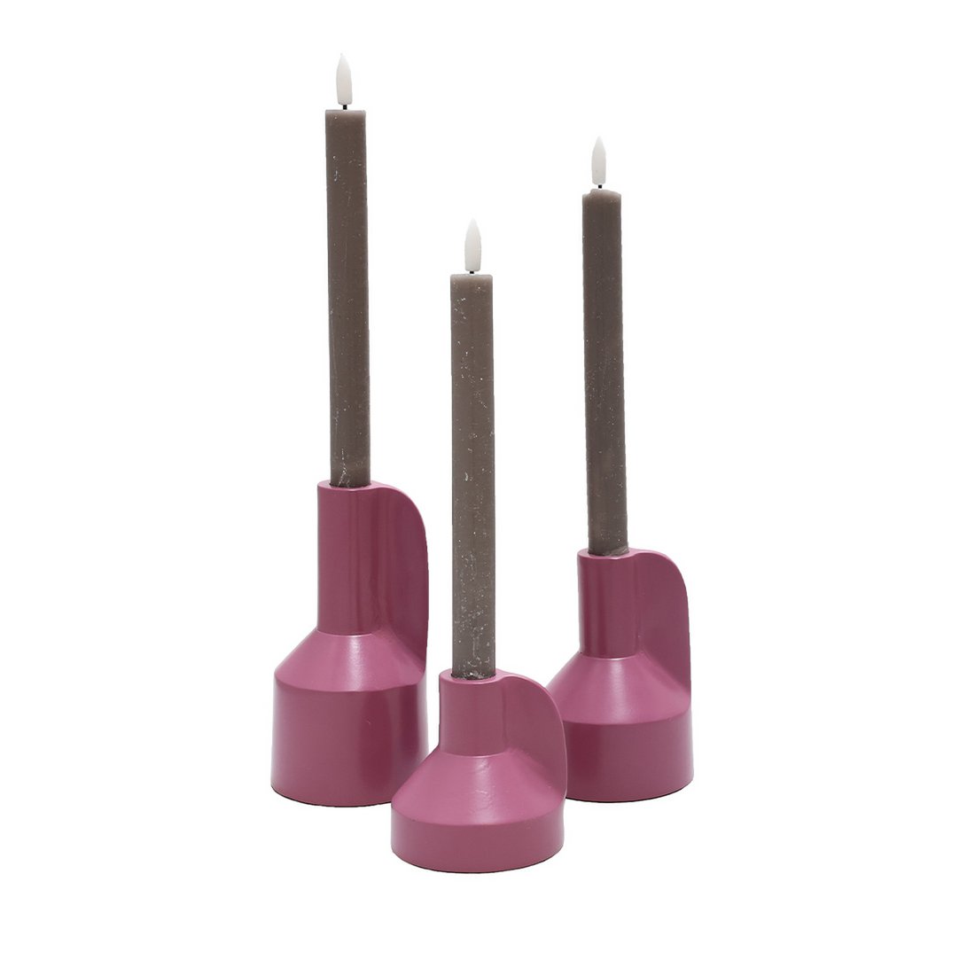 Kaarshouder - Alota mauve Ø9 x H17/13/9 cm - set van 3