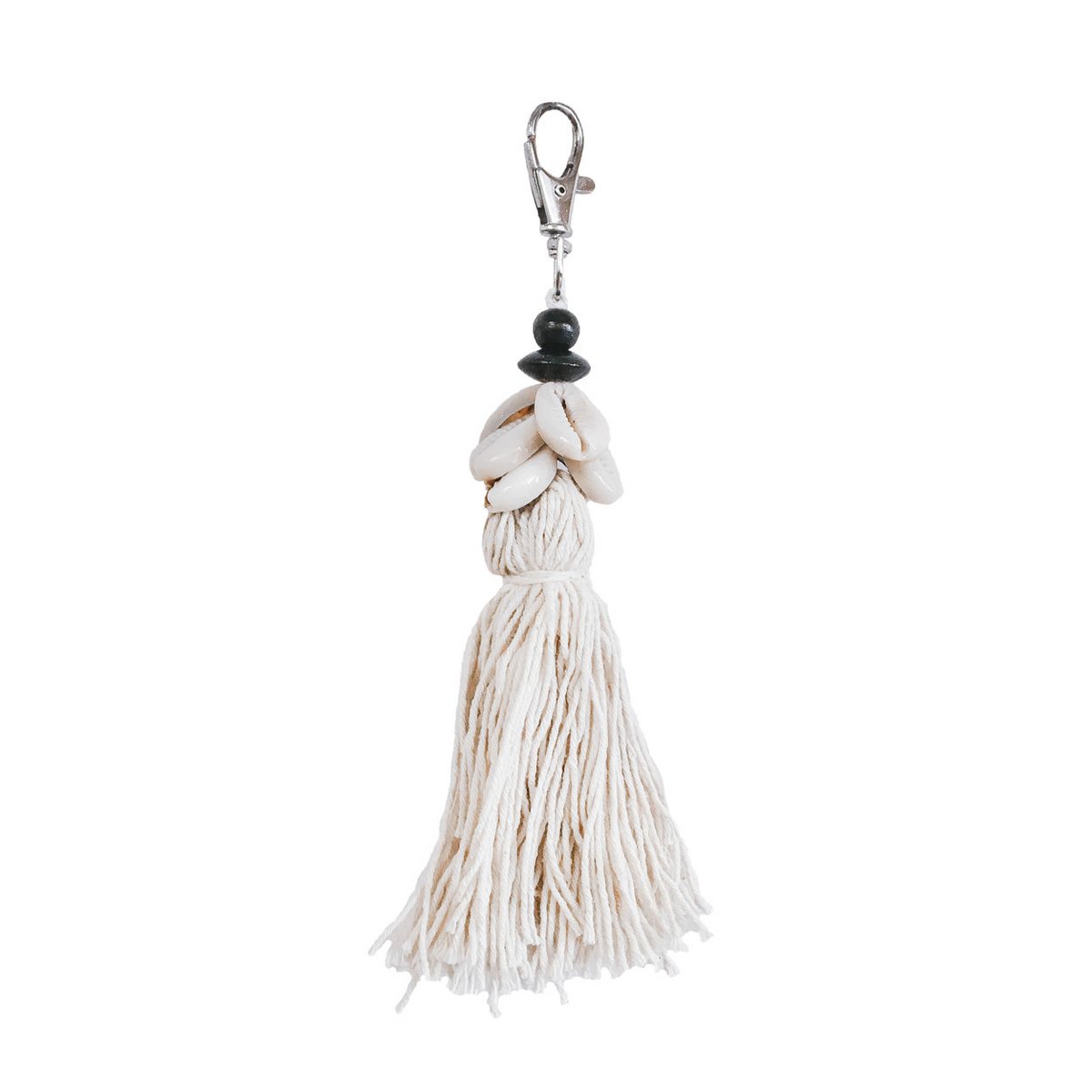 De Cowrie Tassel Keychain - Wit