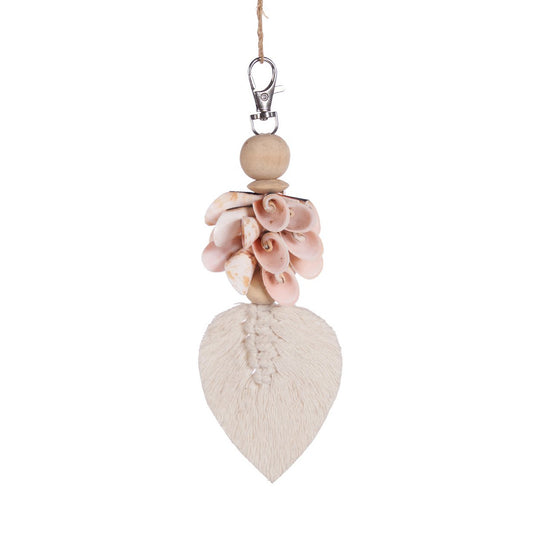 De Shiva Shell-sleutelhanger - Roze Wit