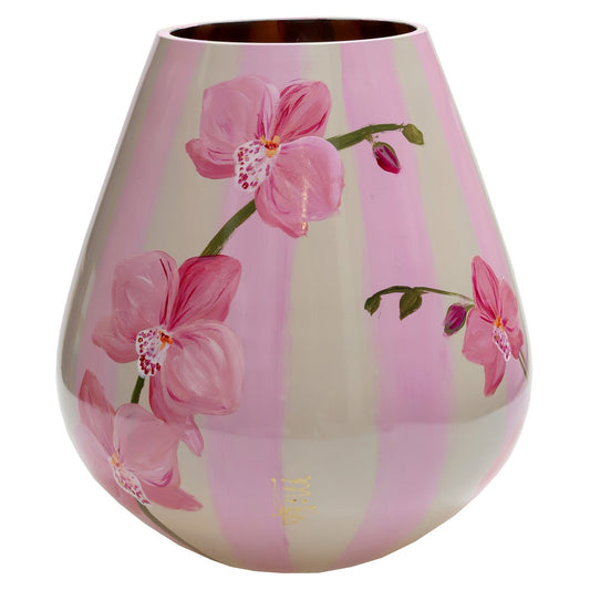 Handbeschilderde vaas - Tasman M Orchid pink stripe