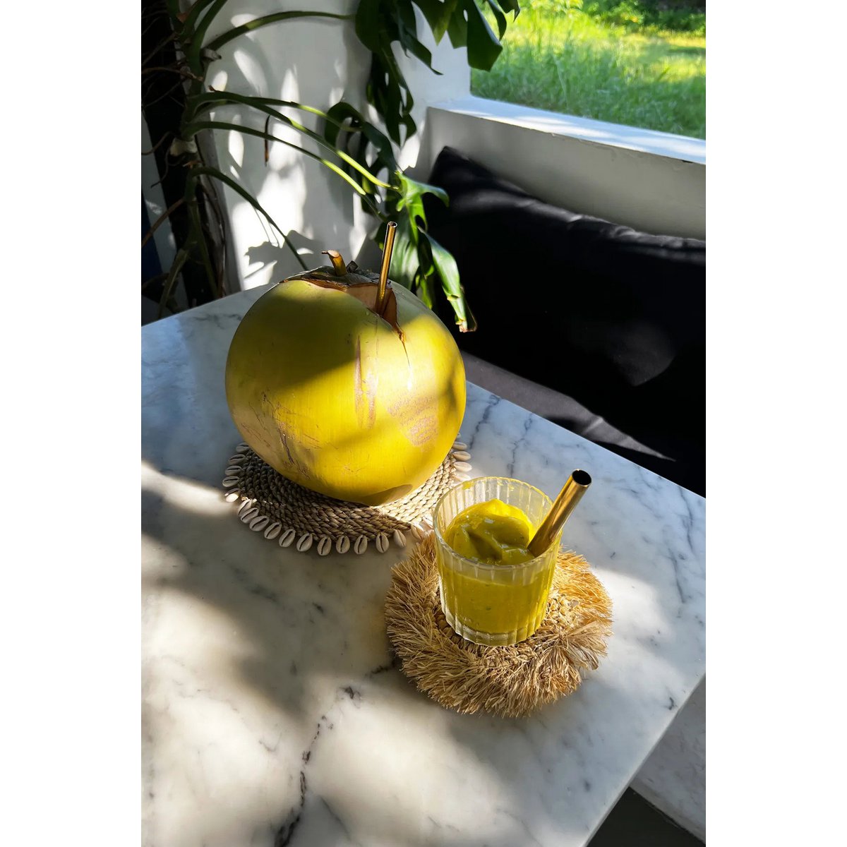 De Seagrass Shell Pan Coaster - Natural