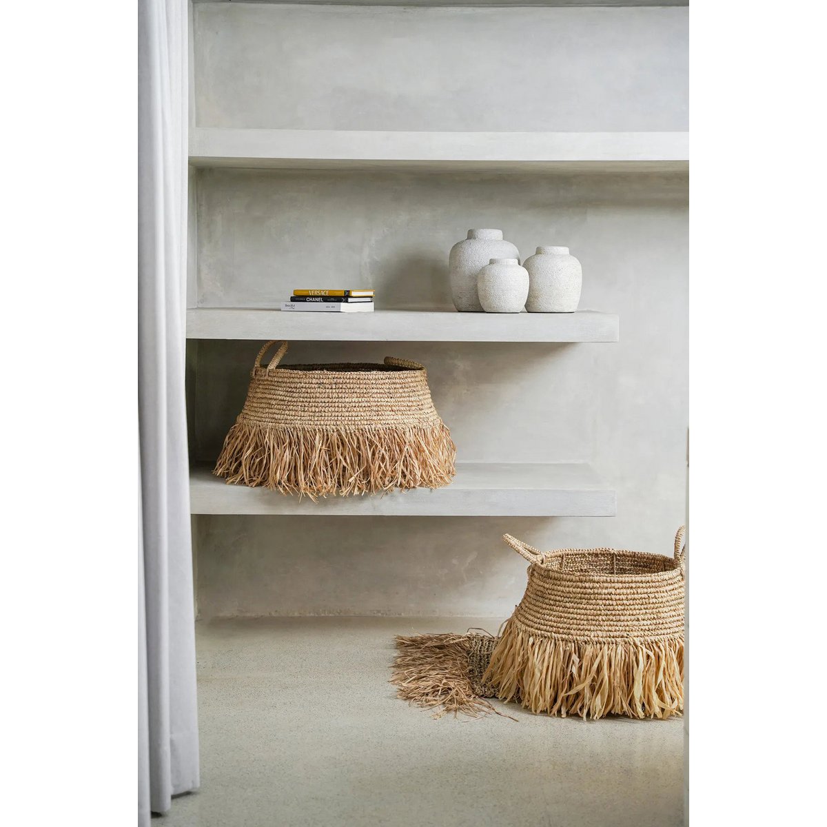 De raffia luxe manden - natuurlijk - medium