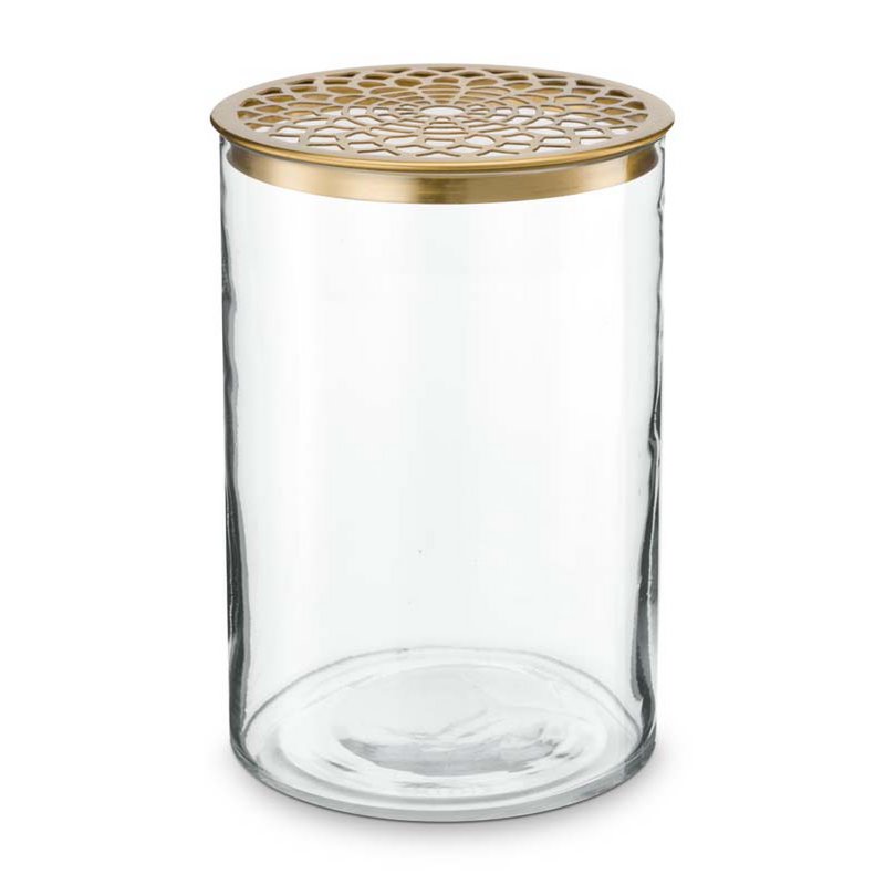 Vase with Metal Lid Gold 12.5x19cm