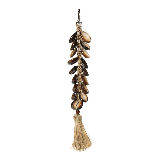 De Raffia Fishbone Keychain - Natural Black