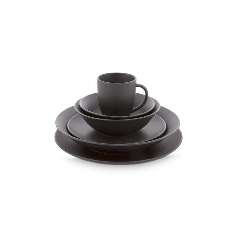 Set/36 Dinnerware Raw Matt Black