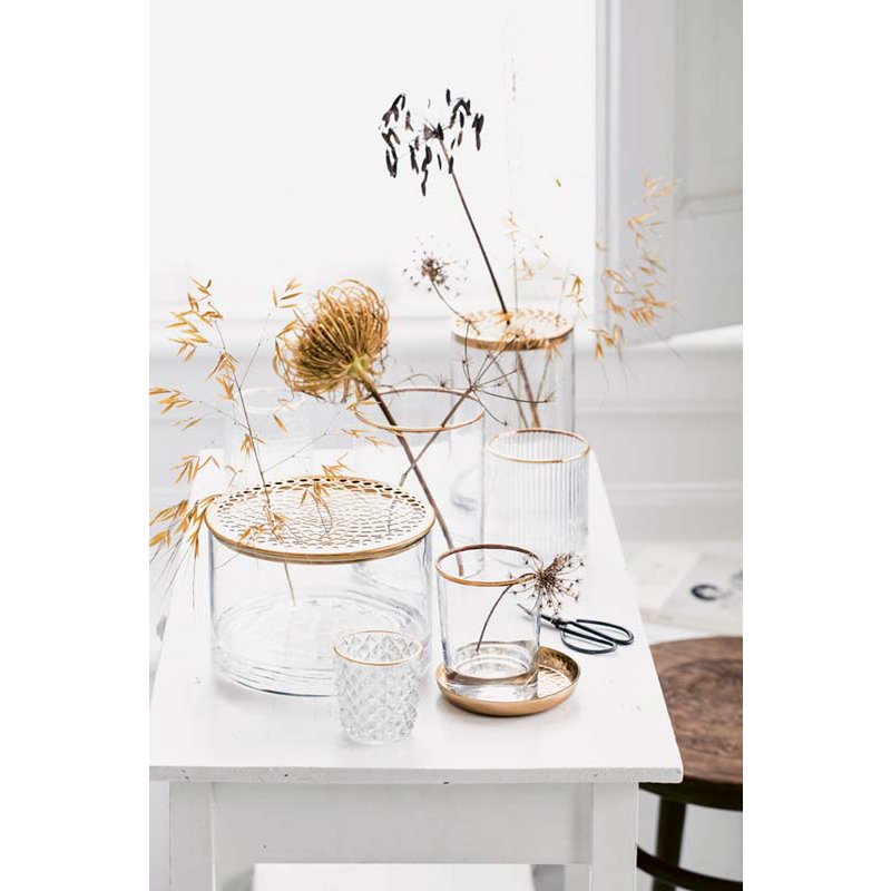 Vase with Metal Lid Gold 12.5x19cm