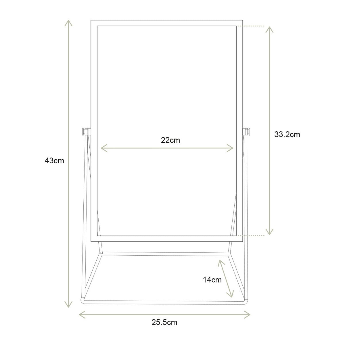 Mirror Rectangular on Stand Gold 26.5x42.7x14cm