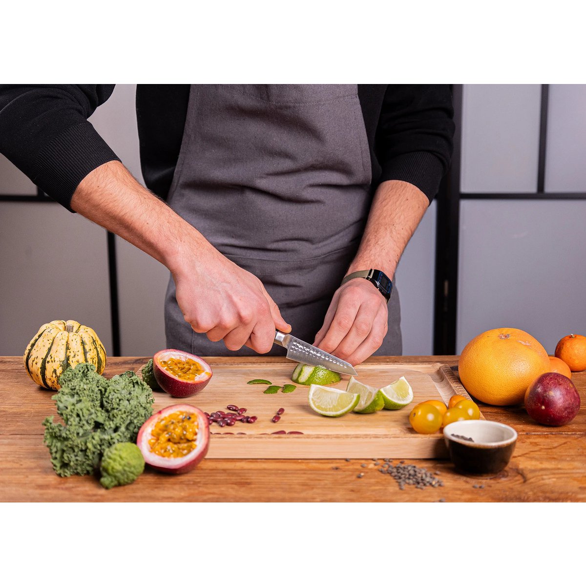 Mes - Bunka schilmesje met bamboe Saya en bamboe doos - 90 mm lemmet