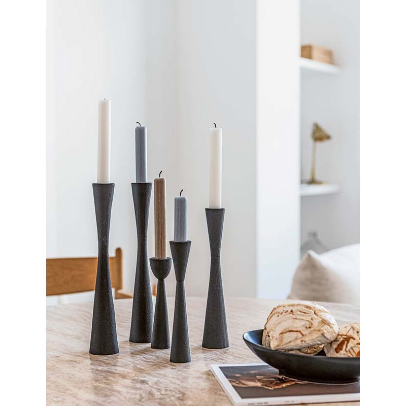 Candle Holder Metal Black 30cm