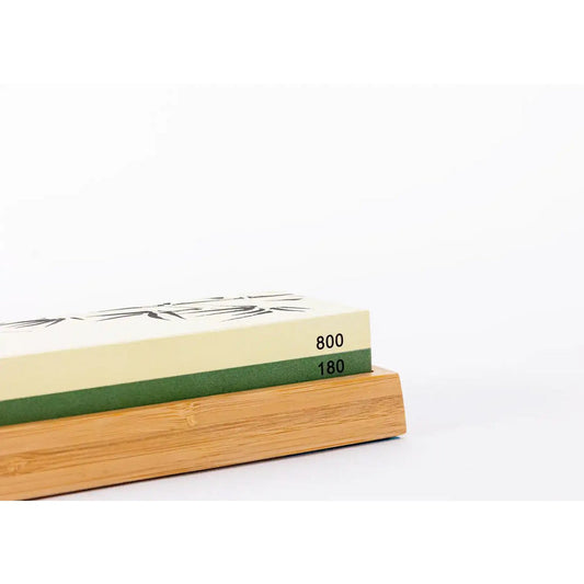 Keuken Accessoires - KOTAI slijpset met dubbelzijdige 400/1000 grit wetsteen, anti-slip bamboe voet, slijpsteen en 15 graden hoekgeleider