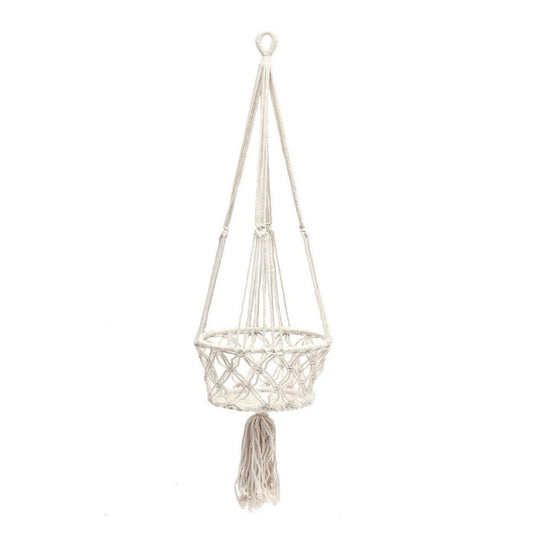 De Macrame Plantenhouder - Wit - L