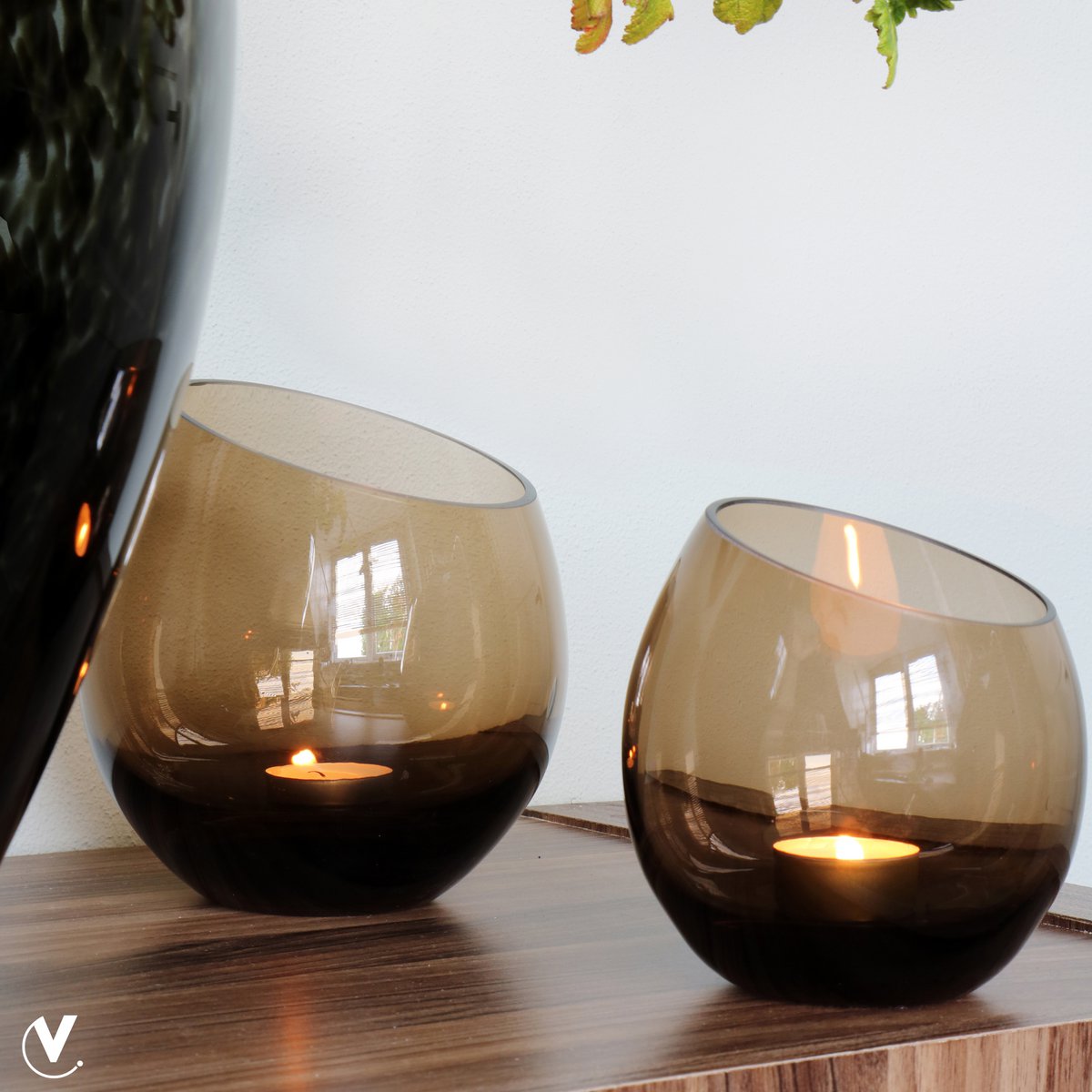 Waxinelichthouder - Moho Taupe (set van 2 stuks)