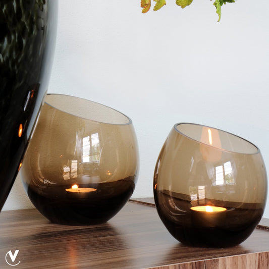 Waxinelichthouder - Moho Taupe (set van 2 stuks)