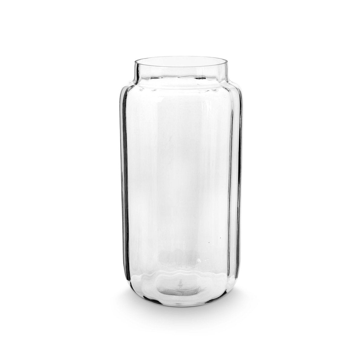 Vase Glass Rib Stripes Clear 16.5x32cm
