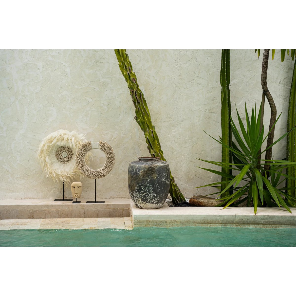 De Papua Shell Disc op standaard - Wit - M