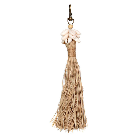 De Raffia Kauri-schelp sleutelhanger