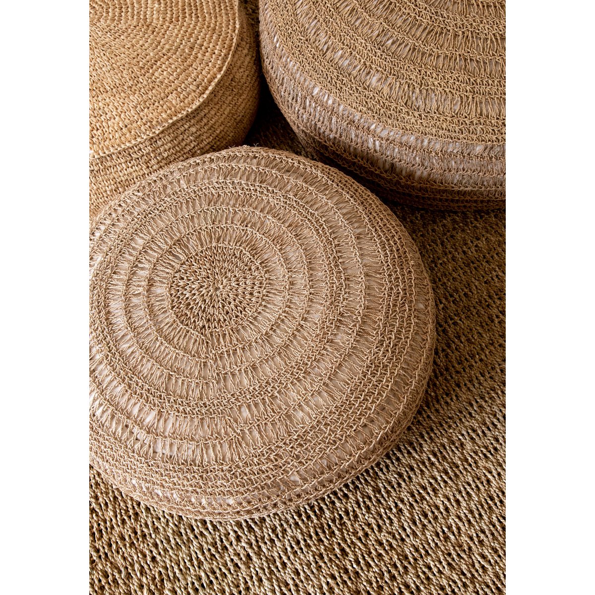 De Raffia Flores Poef - Naturel