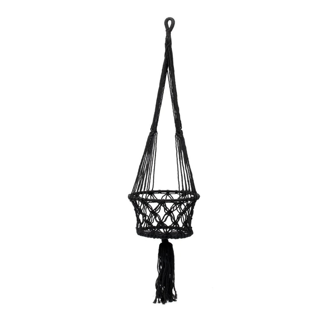 De Macrame Plantenhouder - Zwart - L