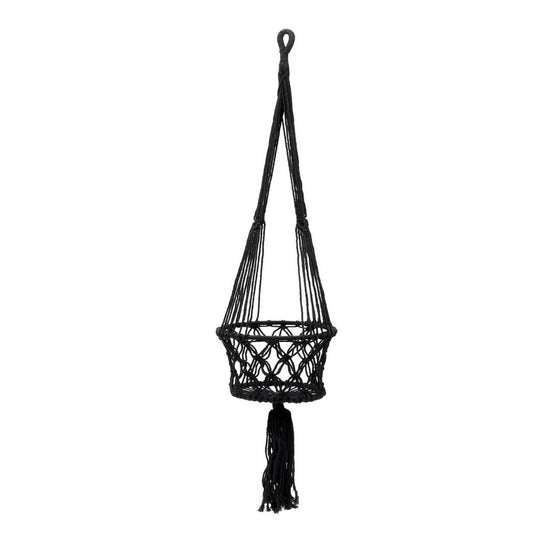 De Macrame Plantenhouder - Zwart - L