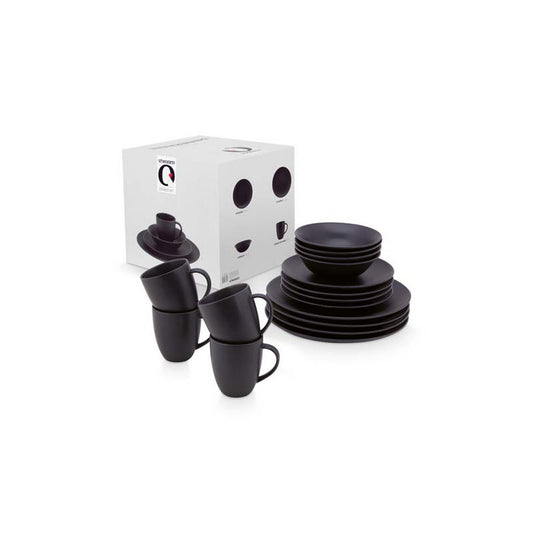 Set/16 Dinnerware Raw Matt Black