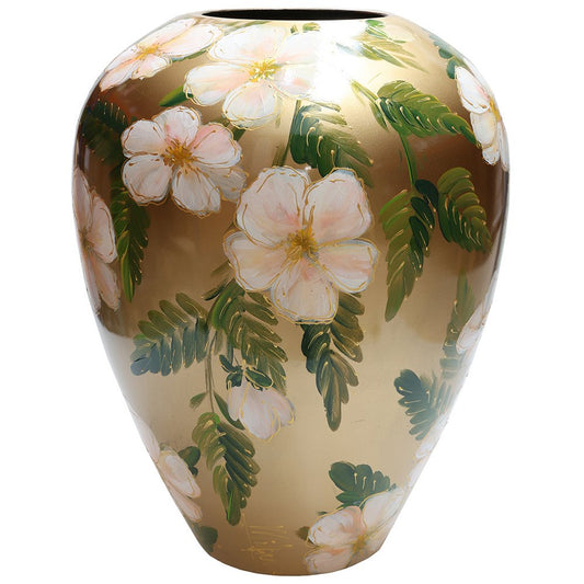 Handbeschilderde vaas - Kander M Rosehip white gold