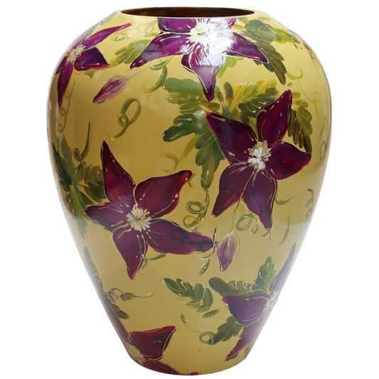 Handbeschilderde vaas - Kander M clematis light green