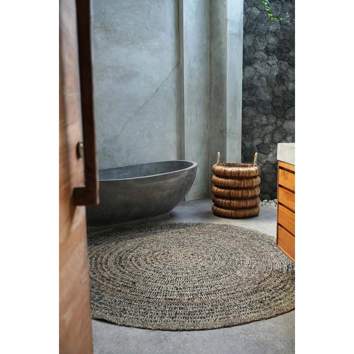 Het Zeegras Tapijt - Naturel Zwart - 200