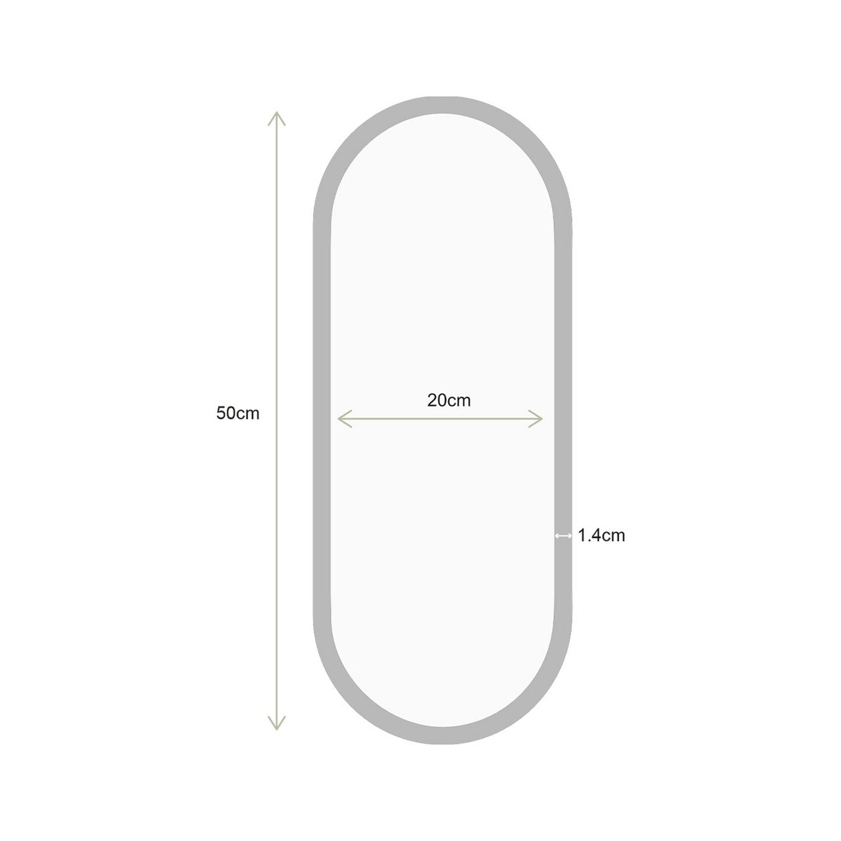 Mirror Oval Gold 20x50cm